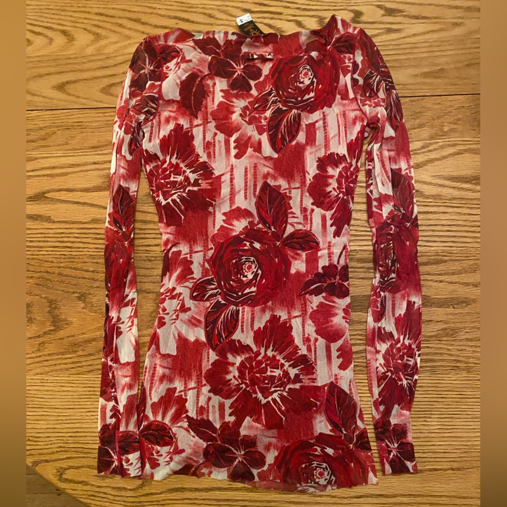 Jean Paul Gauthier Vintage 90s Soleil sheer top floral JPG